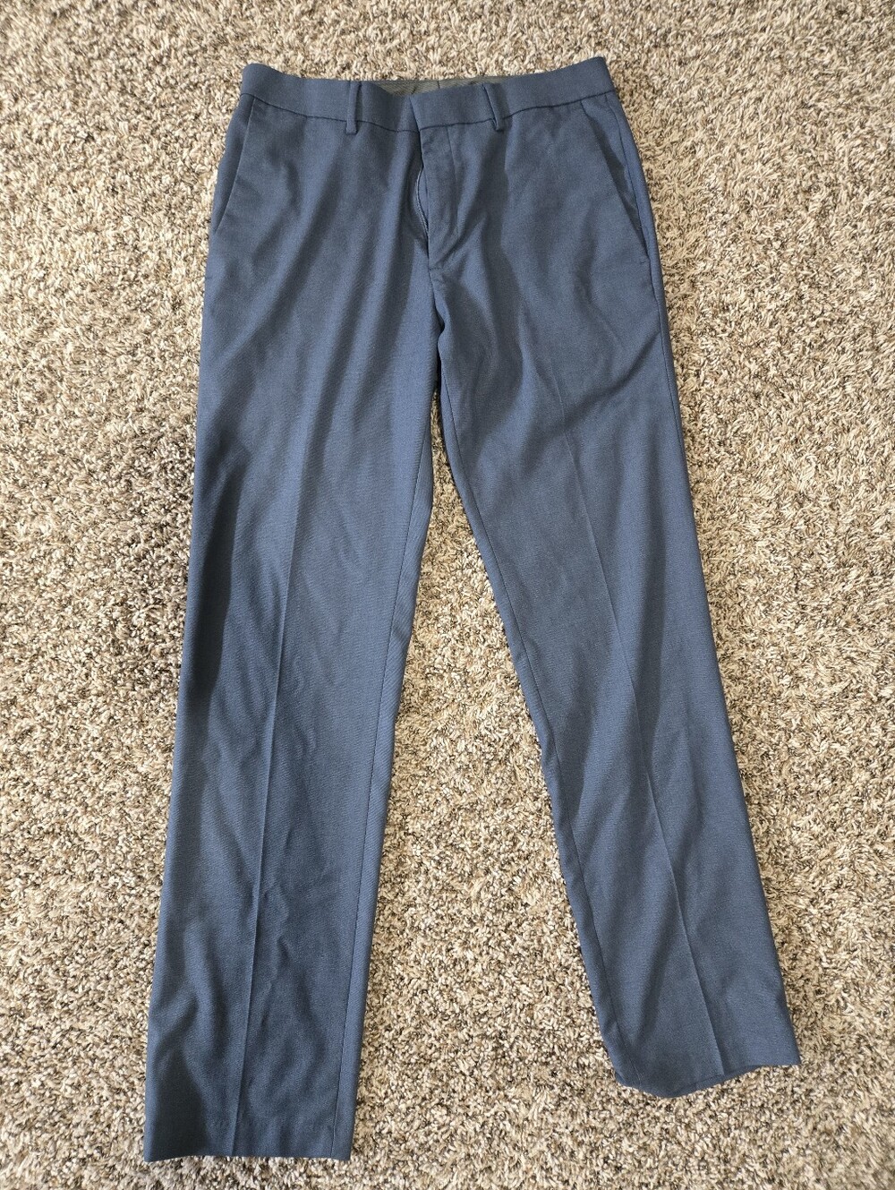 Kenneth Cole Reaction Dress Pants Mens 33x32 Blue Sharkskin Plaid Slim Fit